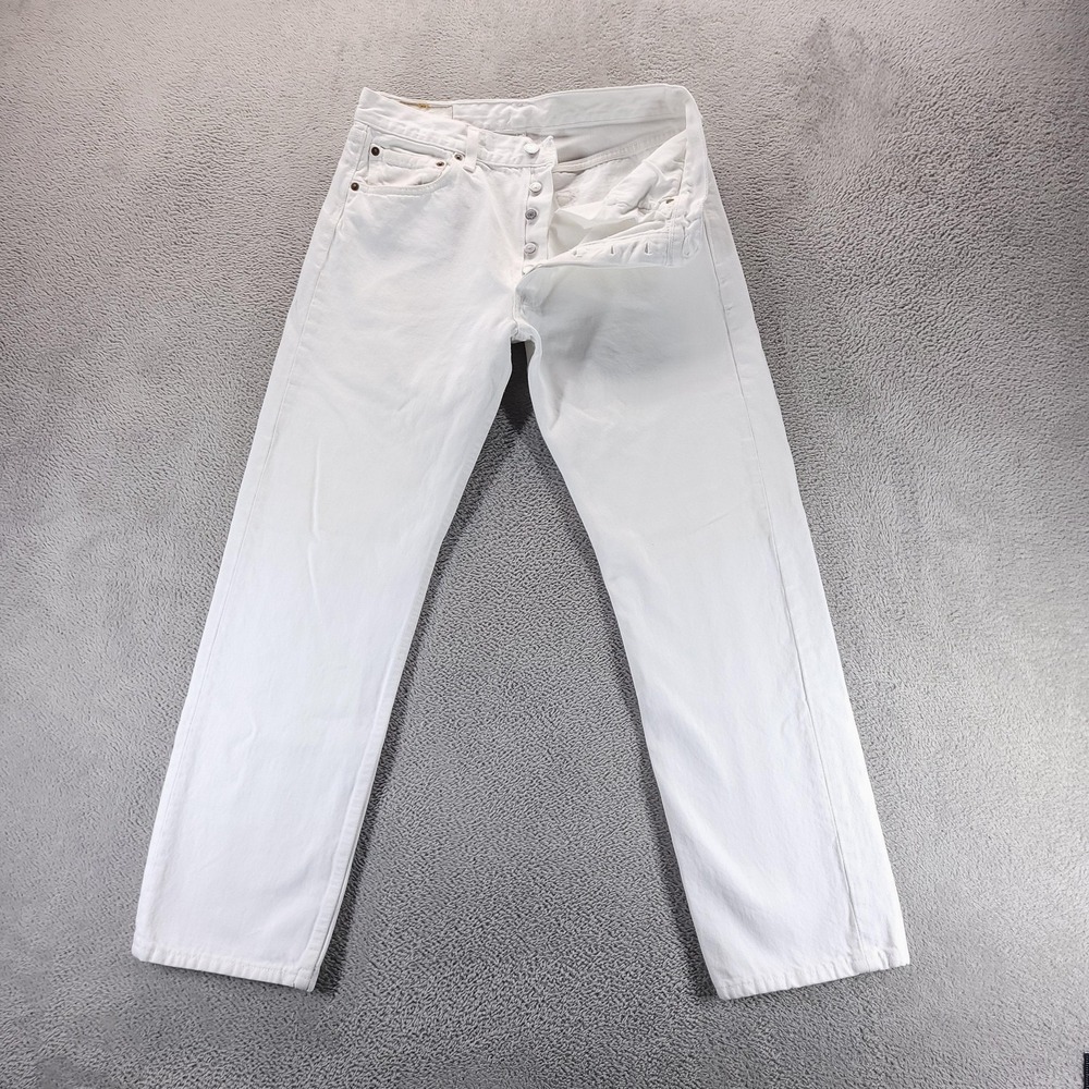 VTG Levis 501 Jeans Mens 33x30 White Regular Straight Button Fly Made In USA 90s